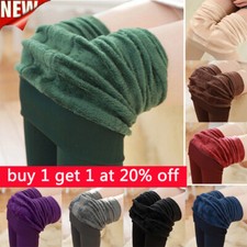 Women Winter Black Thick Warm Soft Fleece Lined Thermal Stretchy Leggings Pant e