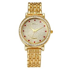 Women's Rhinestone CZ Dial Stainless Steel Band Quartz Analog Wrist Watch Gift
