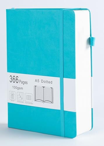 Thick Bullet Dotted Journal with 366 Numbered Pages, A5 Journal for Cyan