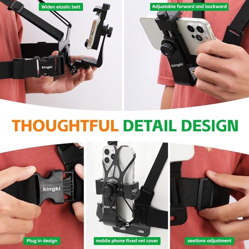 KINGKI Mobile Phone Chest Strap Harness Mount Head Strap Holder Kit for Pov/Vlog - 第 6/8 張圖片
