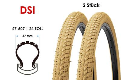 2 Stück Fahrrad Reifen DSI 24x1.75 City Bike 47-507 Wire Tire Creme