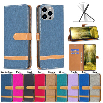 Magnetic Leather Flip Stand Card Wallet Case Cover For iPhone 16E 15 14 13 12 7
