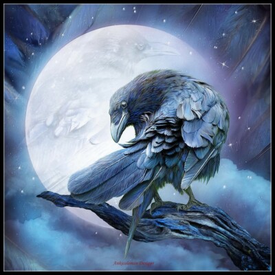 Raven Moon - DIY Chart Counted Cross Stitch Patterns Needlework Embroidery DMC  
