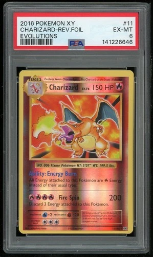 Pokemon TCG Charizard Reverse Foil Holo 11/108 Evolutions PSA 6 EX-MT