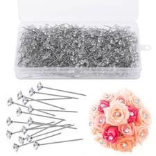 700 Pcs Diamond Boutonniere Pins, 1.5 Inch Flower Straight Rhinestones Head C...
