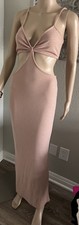MWOT Fashion Bodycon Cut Out Stretch Maxi Dress Bikini Cover Up Casual City sz S