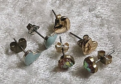 Lot 3 Pair Tiny Heart Stud Pierced Earrings