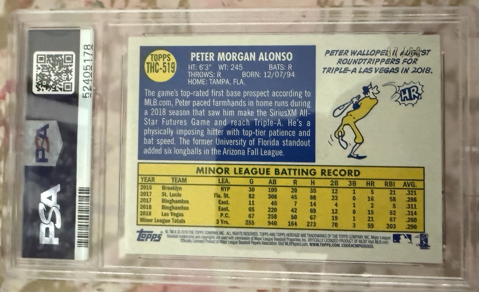 2019 Topps Heritage #519 Black Chrome Refractor /69 PETE ALONSO RC Rookie PSA 10 view 2