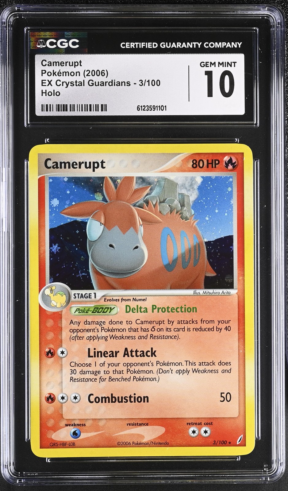 CGC 10 GEM MINT Camerupt 2006 EX Crystal Guardians 3/100 Holo Pokemon Card