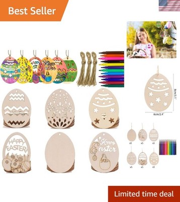 Fun 30 PCS Wood Slice Craft Kit for Easter - Perfect for Kids' Creativity