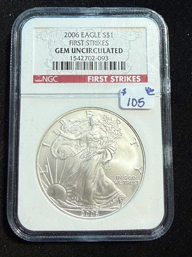2006 AMERICAN SILVER EAGLE NGC GEM UNCIRCULATED 093