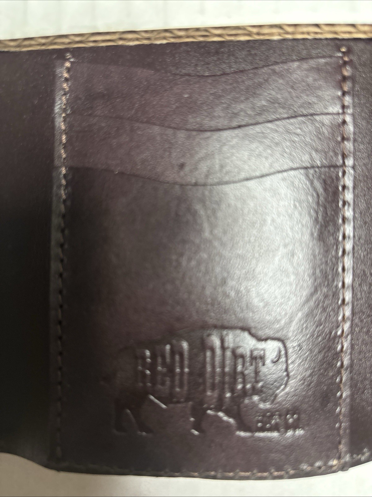 Rare Red Dirt Hat Western Trifold Wallet Leather Logo Soutwest Brown Collect NIB image 8