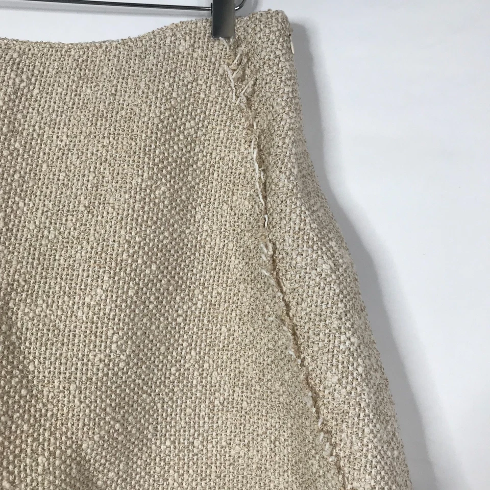 Rag Bone Skirt Womens 10 Medium Beige Tan Ivory Mini Tweed Fringe Luxury Neutral - Image 2 of 4