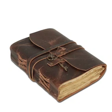 Handmade Leather Journal 9 X 6 Inch – Lined Deckle Edge Paper Notebook with Vint