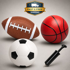 SPDTECH Kids Sports Balls Set 6 Inch Soccer Basketball Football w Pump 3 Pack