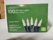 NEW Holiday Home 100 Warm White Mini LED Lights Indoor Outdoor Green Wire