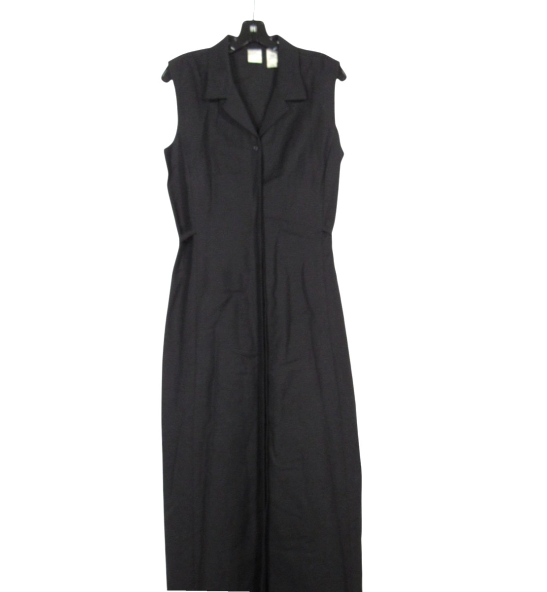 EMMA JAMES By LIZ CLAIBORNE Black LINEN BLEND Button-Up SLEEVELES Shirt Dress 12