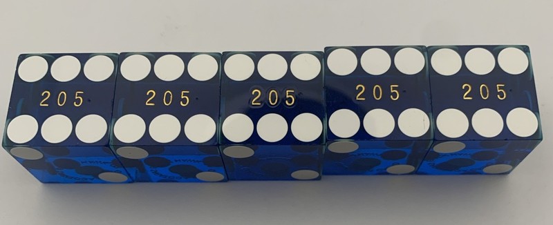 Saratoga Casino Black Hawk, CO Stick of 5 Dice Table Played #205 Paulson Dice