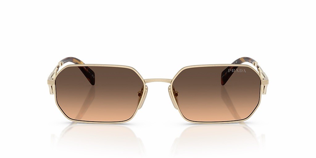 PRADA PR A51S ZVN50C Pale Gold Brown Gradient Grey Lens Sunglasses
