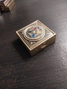 Vintage Gold Toned pill box ( 4 Section) gorgeous design 