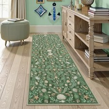  Green Vintage 2'6"x8 Washable Rug Runners for Hallway, Non-Slip Kitchen 