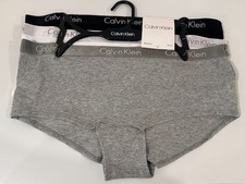 NWT Calvin Klein 3 Pack LARGE Motive Cotton Boyshorts Women's Black White Grey