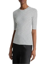 Vince Striped Elbow Sleeve Top Women's