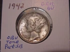 1942 MERCURY DIME GEM BU PART SB OBV TONE POPULAR DATE PQ SHIPS FREE