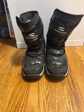 Hobibear Kids Black Snow Boots With Plaid Design Faux Fur Lining size 2