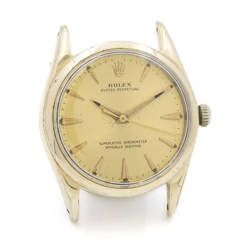 Men's Rolex Oyster Perpetual Watch Head 34mm Ref.1014 Champagne Dial #W225089-1