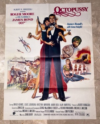 Vintage Octopussy 1983 James Bond Movie Poster Original 1 Sheet Roger Moore Rare