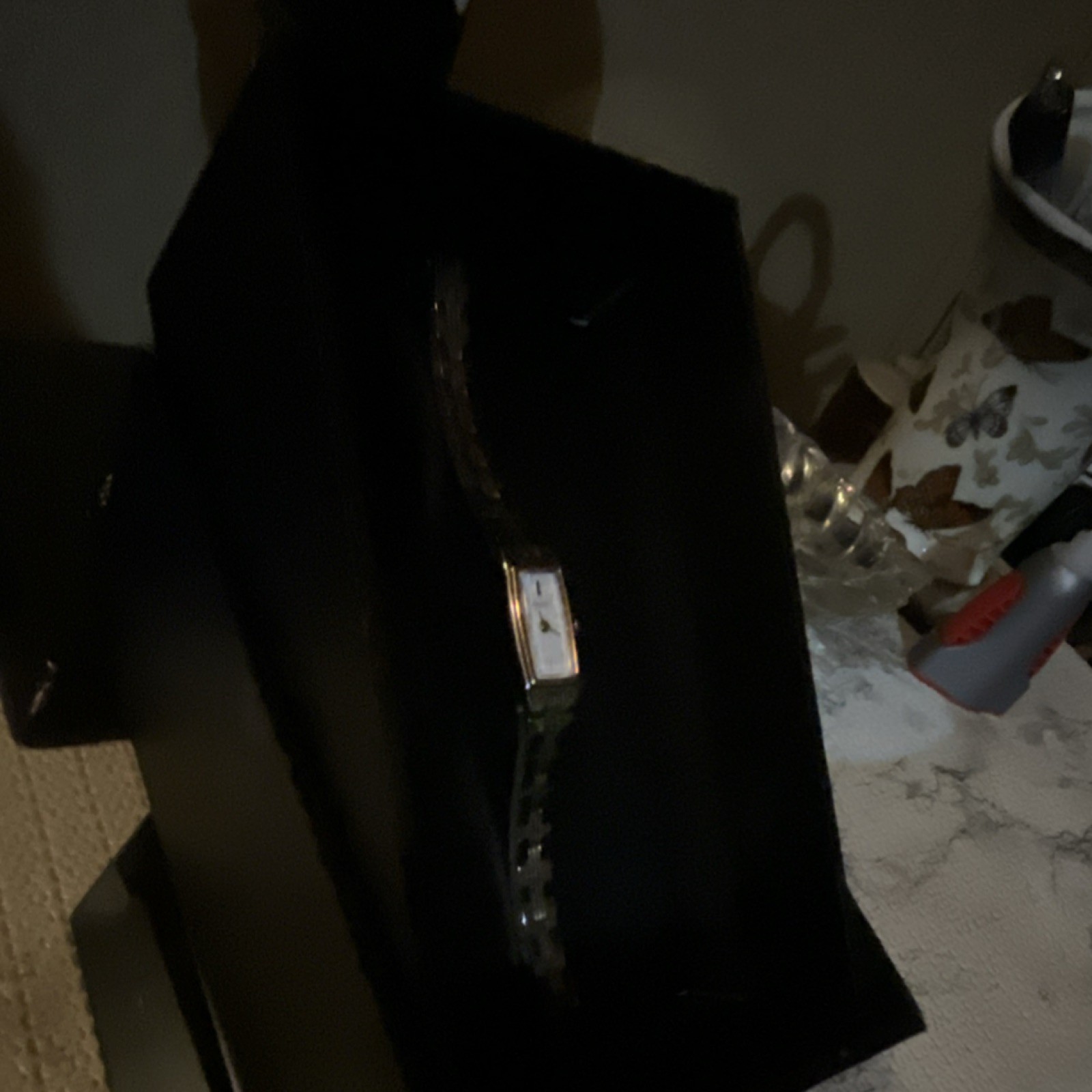 Two-Tone Rectangular Analog Dress Wristwatch Meta… - image 4