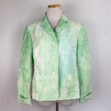 Bernard Zins Paris Blazer Jacket Size 12 NEW Green Jacquard Floral Viscose Rayon