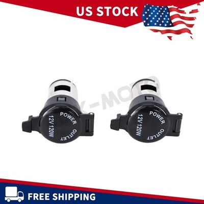 Pair 12V 120W Car Cigarette Lighter Power Outlet Socket + Waterproof Cover