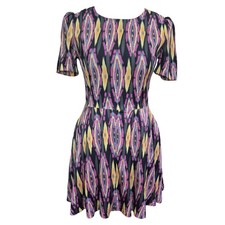 Vaudeville & Burlesque Ikat Print Fit & Flare Dress Short Sleeve Size S