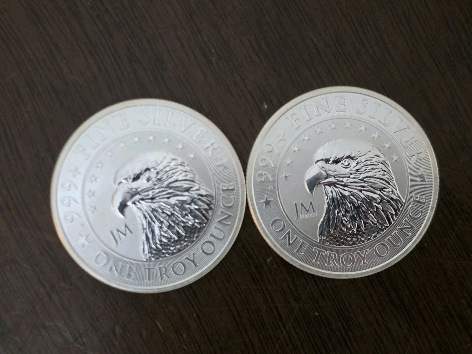 (2) Two Bars 1 oz Each JM Bullion Eagle Silver Rounds You Judge Condtion