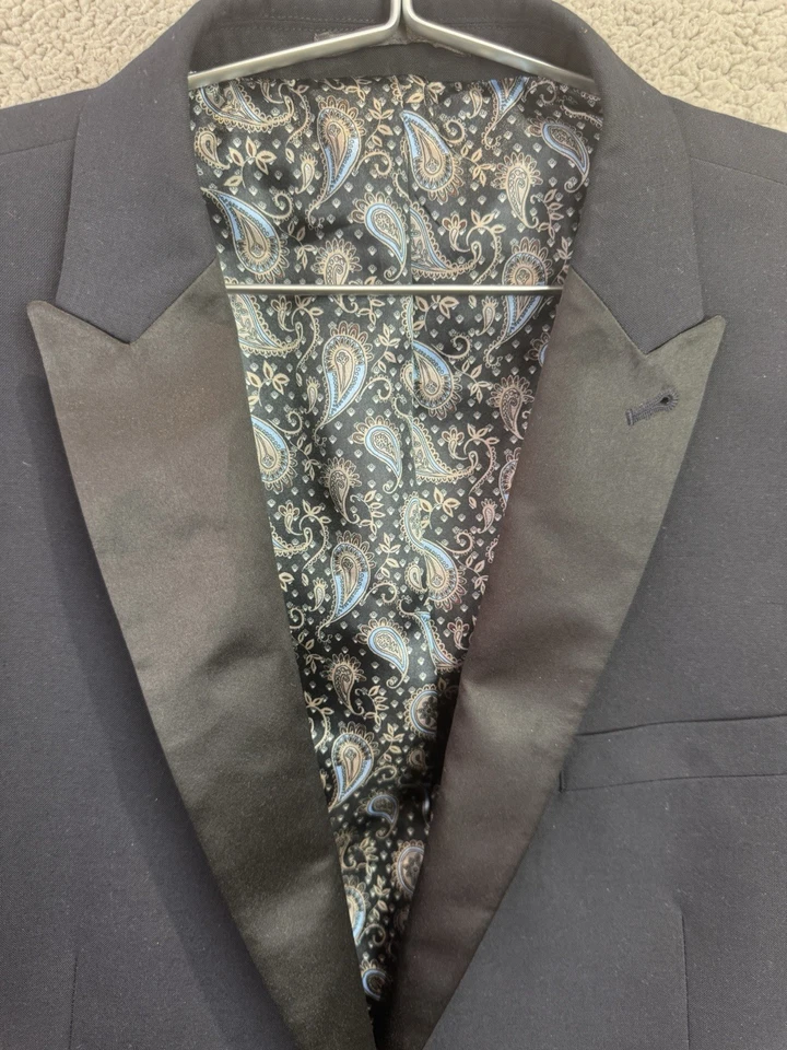 Next Traje de Cena Esmoquin 2 Piezas Para Hombre 44L Azul Marino 36R Calce Ajustado Noche Blazer Foto 3 de 4