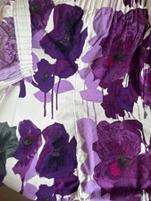 Pair Vintage Retro Unlined Curtains Handmade Heals Howard Carter Pansies Fabric