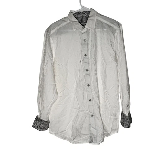 Robert Graham White Classic Fit Contrast Cuff Shirt Size Large NWOT video thumbnail