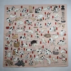 Japanese Furoshiki Wrapping Cloth Ukiyoe Cats at Fifty-three Stations of Tokaido