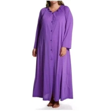SHADOWLINE Robe Sz M Women's Nylon Purple Floor Length Long Sleeve Button Front