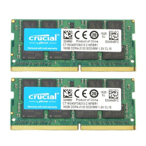 Crucial 32GB (2X 16GB) DDR4 2133MHz PC4-17000 Laptop SODIMM Memory CT16G4SFD8213