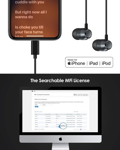 Lightning Headphones Earphones Earbuds in-Ear Magnetic MFi Certified Black - 第 2/7 張圖片