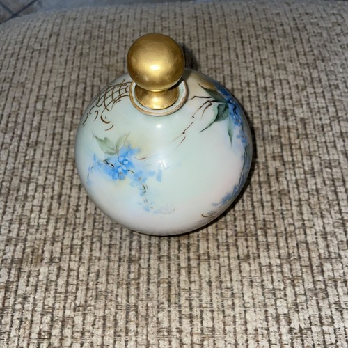 Vintage handbemalter vergoldeter Goldstopfen Parfüm Flakon für Get Me Nots - Bild 2 von 9