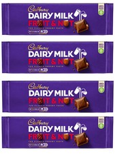 Image of 4 x 180g  Cadbury Dairy Milk Fruit & Nut Classic Creamy Taste Chocolate Bars