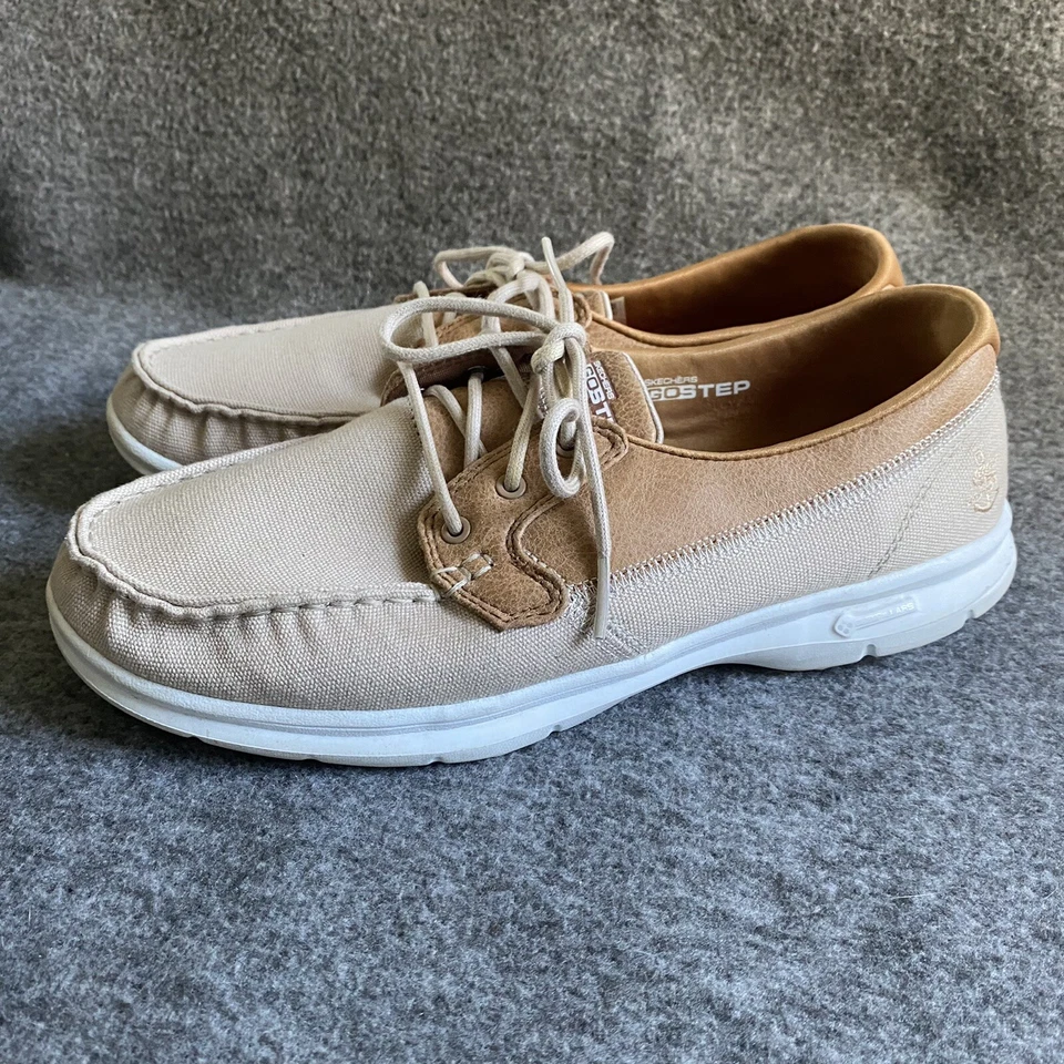Skechers GoStep Tan and Cream Shoes Women’s Size 10 Boat Loafers Slip On - Image 4 of 4