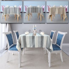 4 Designs Large Rectangular Tablecloth Polyester Linen & Cotton Fabric 180-300cm