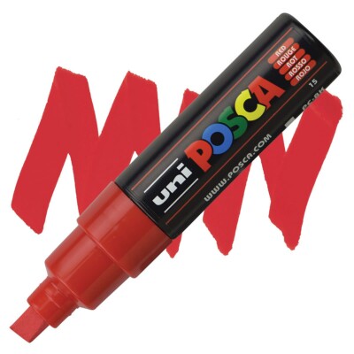 Posca Markers, Paint Marker, Red, 8K, Broad Tip, Opaque Ink, Acrylic, Bright