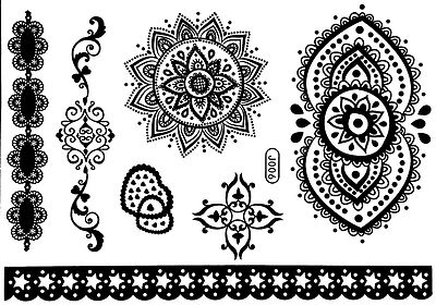 Tattoo Einmal Flash Klebe Braut Hochzeit Fuß Kette Henna Taufe Party Schwarz J6S