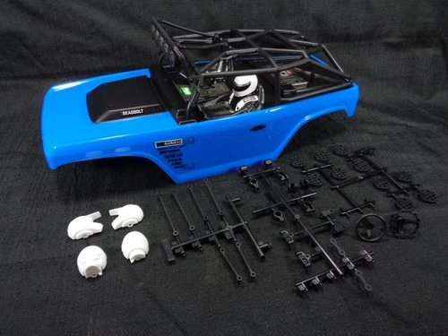 New Axial SCX10 II Deadbolt Painted Blue Body with Roll Cage Light Bar Interior